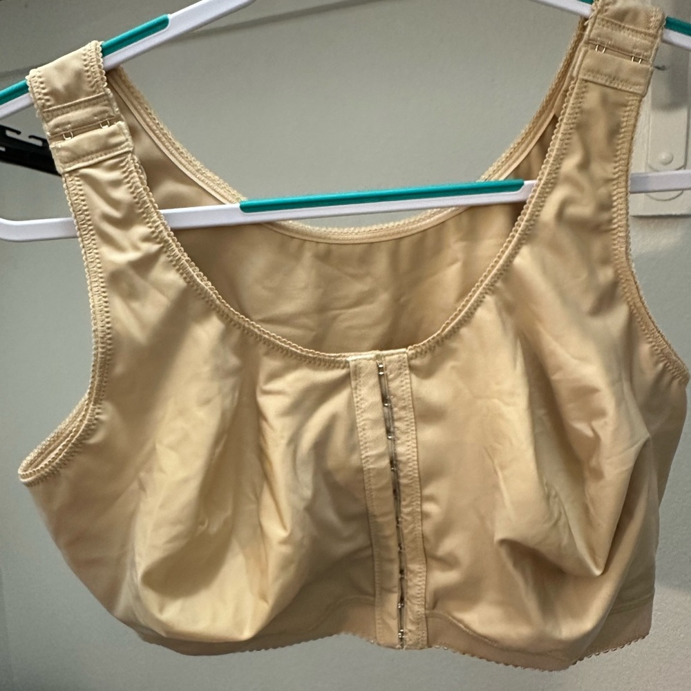 Beige Women's post surgery front closure bra XL